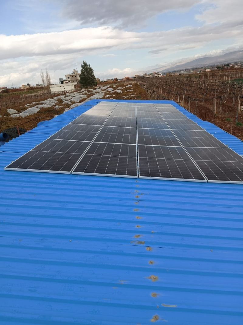 Panels on the metal roof