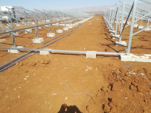 Frames and cable trays across the site