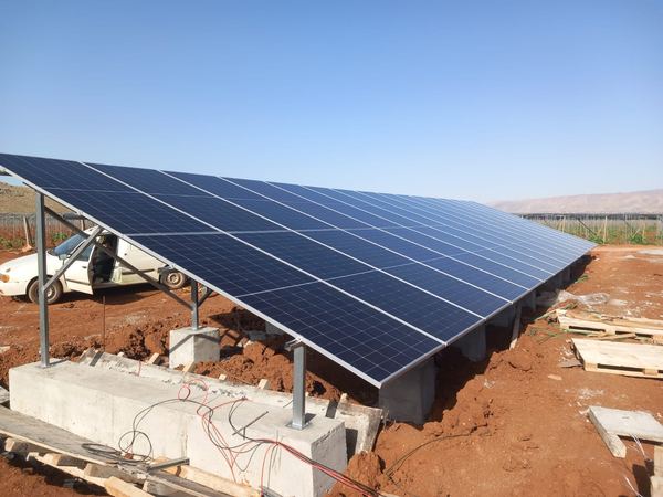 Panel row on its concrete footing