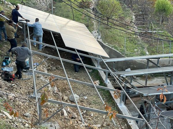 Our team installing on the slope