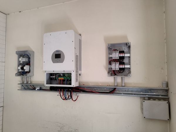Inverter and protection boxes on rails