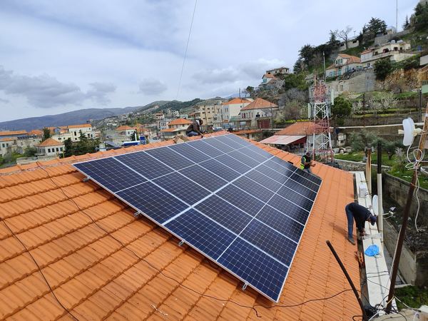 Panels on the tiled roof