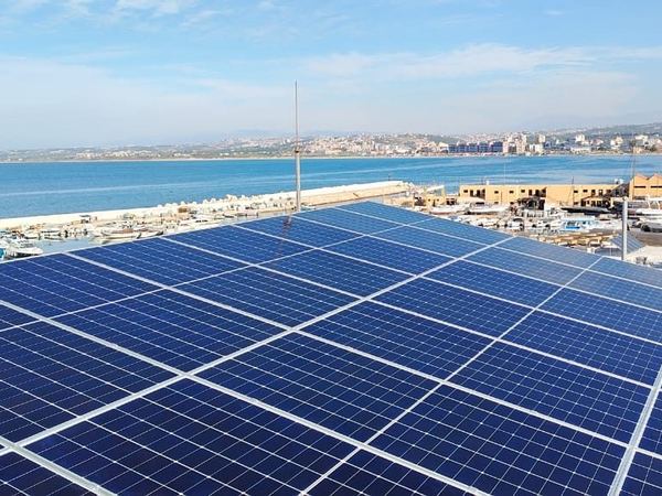 Rooftop array overlooking the sea